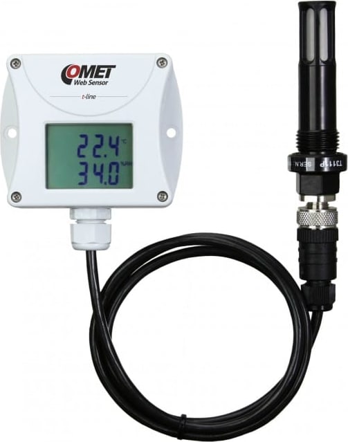 Comet T3511P-2 - Compressed Air Remote Thermometer Hygrometer with Ethernet Interface, Cable 2m