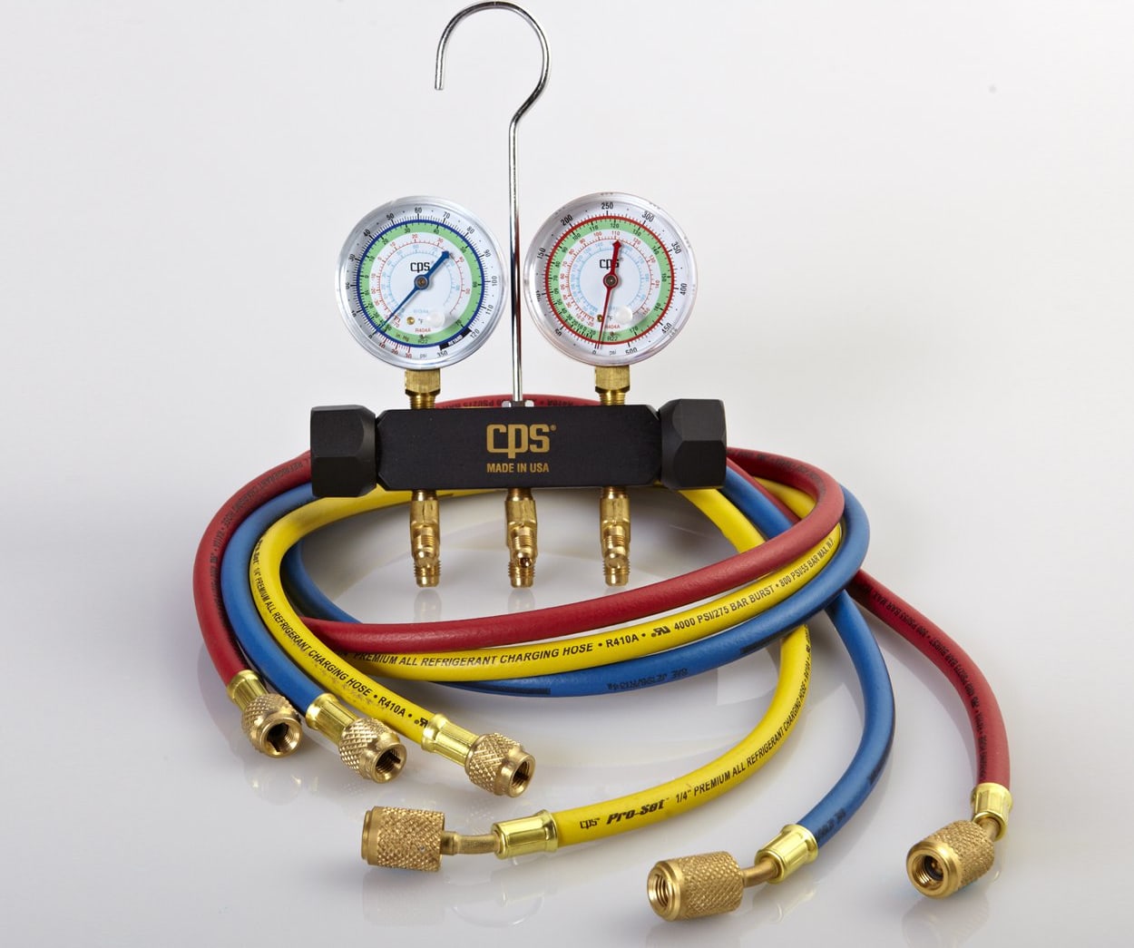 CPS MBDP5A Pro-Set Triple Seal, 2 Valve Manifold Black Body, with 5' Anti-Blowback Hose Set
