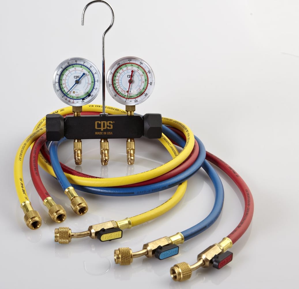 CPS MBDP5E Pro-Set Triple Seal, 2 Valve Manifold Black Body, with 5' Ball Valve Hose Set