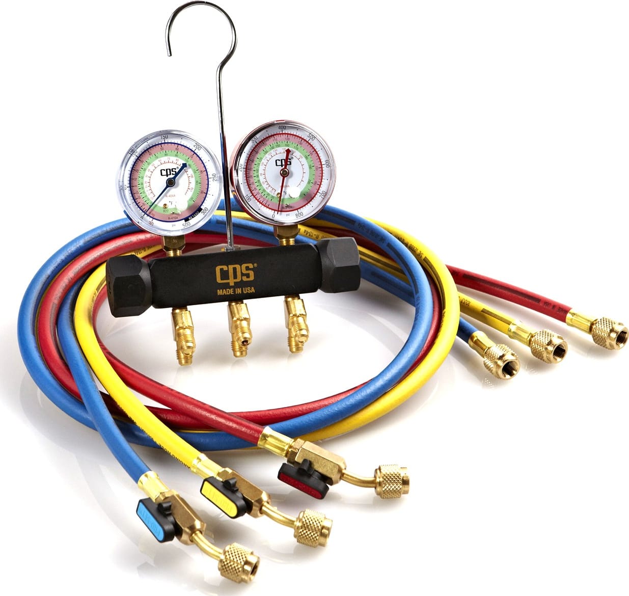 CPS MBHP5E - Pro-Set Triple Seal, 2 Valve Manifold Black Body, with 5'' Ball Valve Hose Set