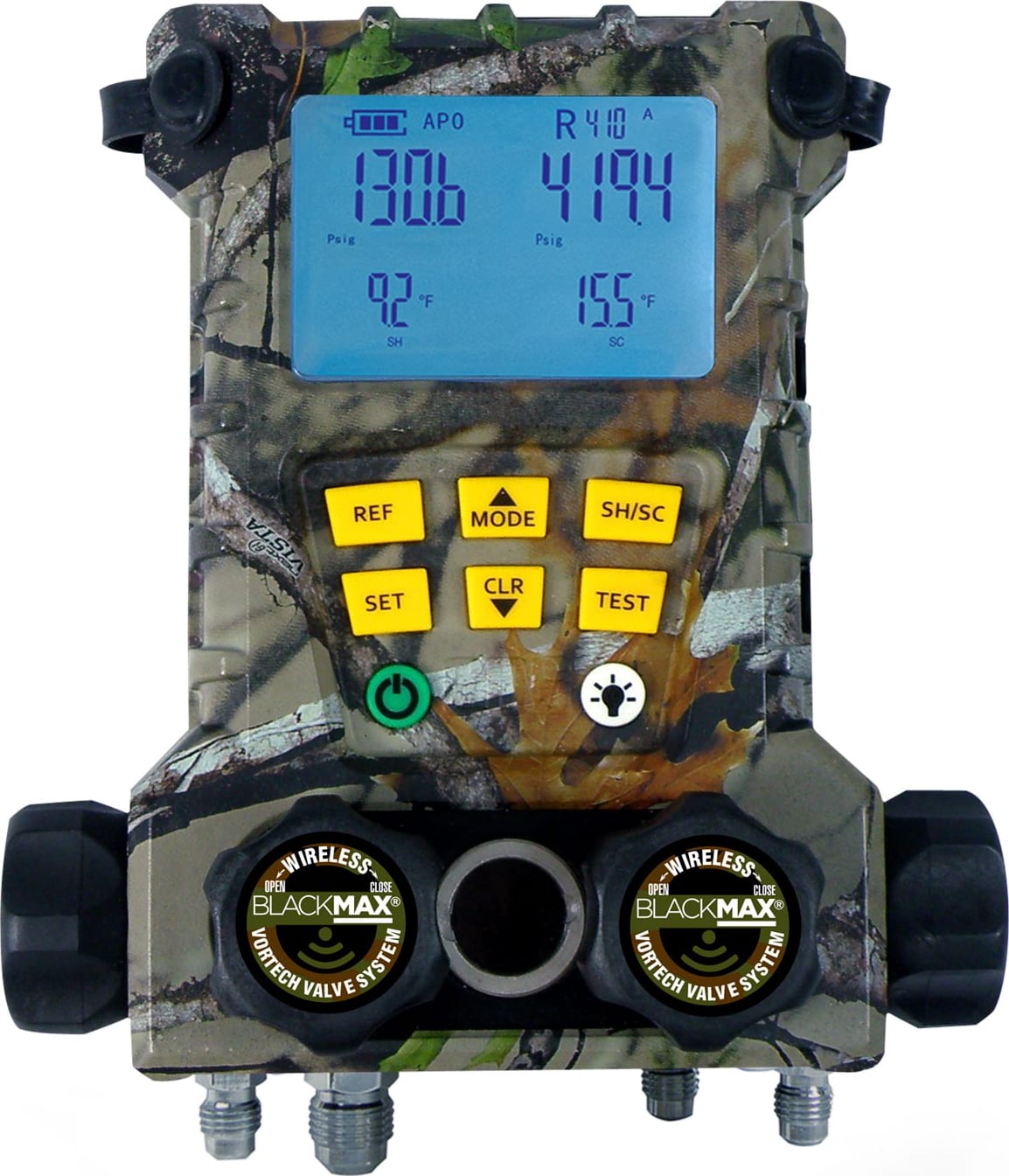 CPS MD100WVHEC - Four Valve Wireless Digital Manifold with Clamp Probes, 5' Hose Set, Vacuum Gauge - Camouflage Version