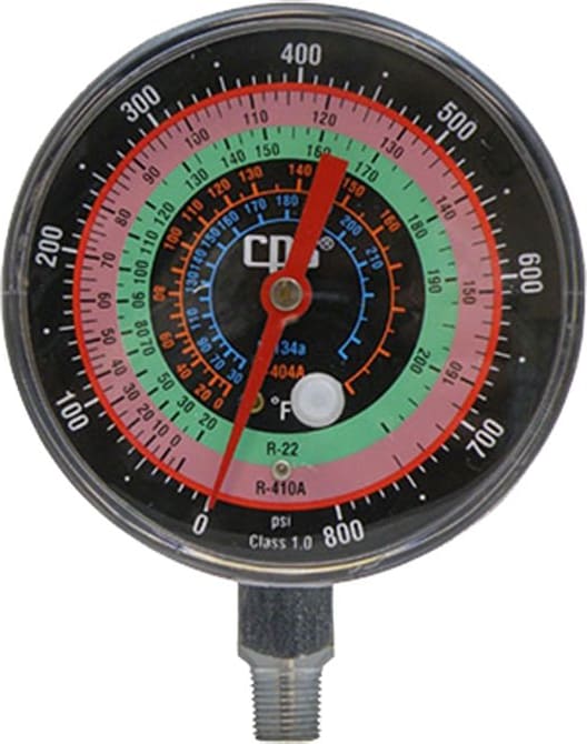 CPS RGH4H - High-Pressure Gauge, R-134a 22 404A 410A 3-1/8' (80mm) PSI / F Chrome Metal Case