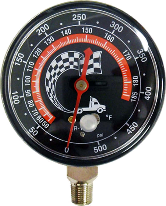 CPS RGH5H - High Pressure Gauge, R-22, 404A, 410A, 2.5' / 68mm, 1.6%, PSI / F and Chrome Metal Case