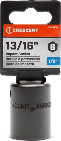 Crescent CIMS10N - Standard Impact Socket, SAE, 1/2' Drive, 6 Point, 13/16' Size