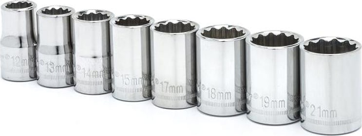 Crescent Nicholson CSAS1N - 8 Piece 1/2' Drive 12 Point Standard Metric Socket Set