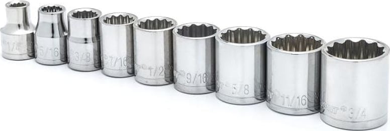 Crescent Nicholson CSAS4N - 9 Piece 3/8' Drive 12 Point Standard SAE Socket Set