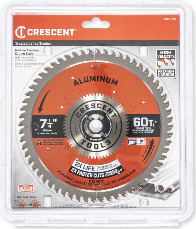Crescent Nicholson CSBAM-760 - 7-1/4' x 60-Tooth Medium Aluminum Circular Saw Blade