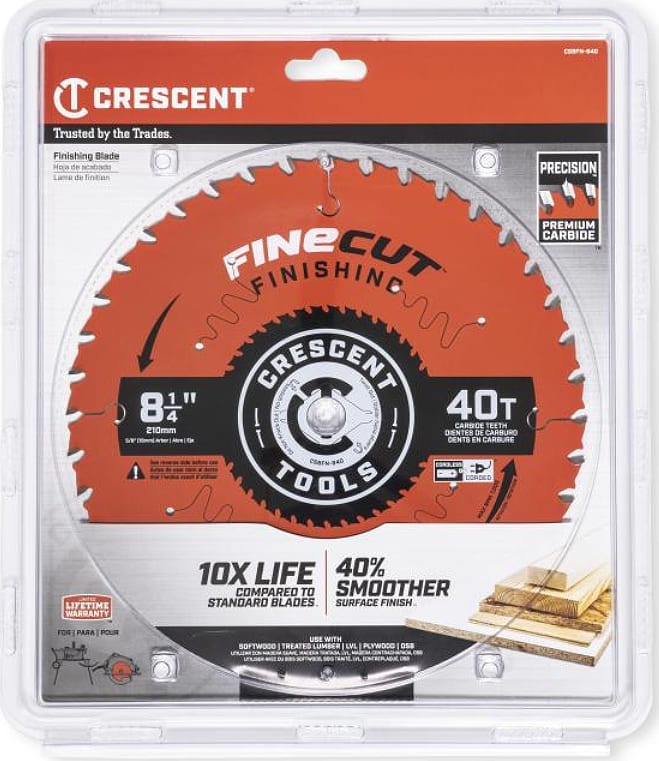 Crescent Nicholson CSBFN-840 - 8-1/4' x 40-Tooth FineCut Finishing Circular Saw Blade