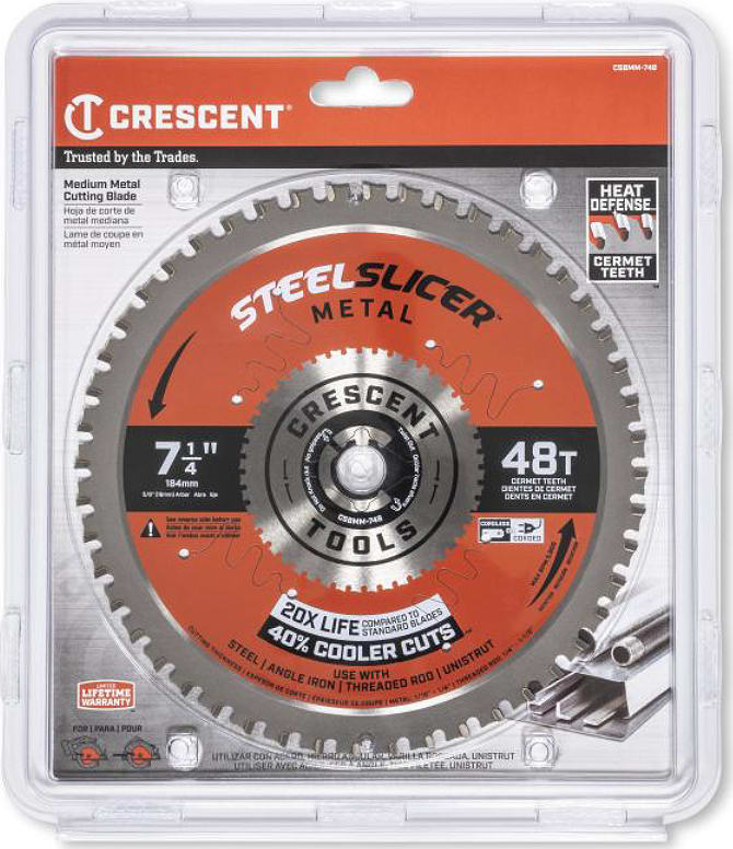 Crescent Nicholson CSBMM-748 - 7-1/4' x 48-Tooth SteelSlicer Medium Metal Circular Saw Blade