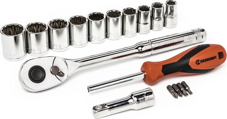 Crescent Nicholson CSWS11C - 17 Piece 1/2' Drive 12 Point SAE Mechanics Tool Set