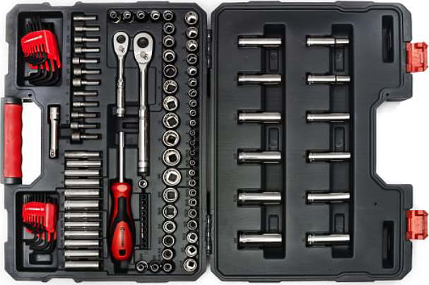 Crescent Nicholson CTK121C - 121 Piece 1/4' & 3/8' Drive 6 and 12 Point Standard & Deep SAE/Metric Mechanics Tool Set