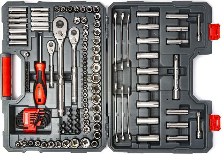 Crescent Nicholson CTK142C - 142 Piece 1/4', 3/8' & 1/2' Drive 6 & 12 Point Standard & Deep SAE/Metric Mechanics Tool Set