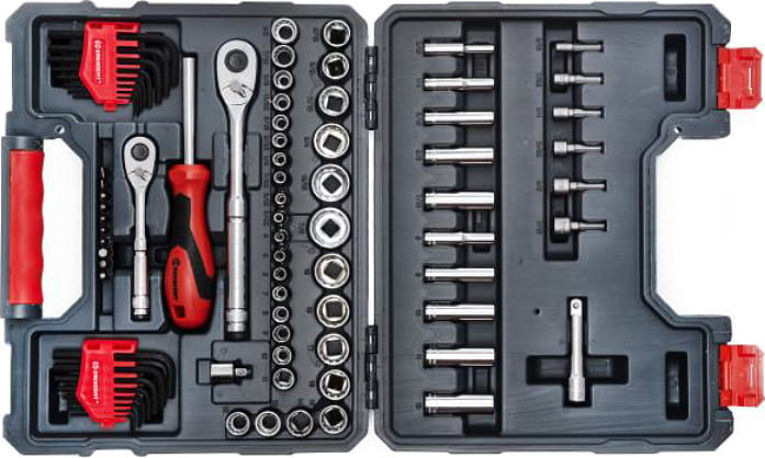 Crescent Nicholson CTK84C - 84 Piece 1/4' & 3/8' Drive 6 & 12 Point Standard & Deep SAE/Metric Mechanics Tool Set