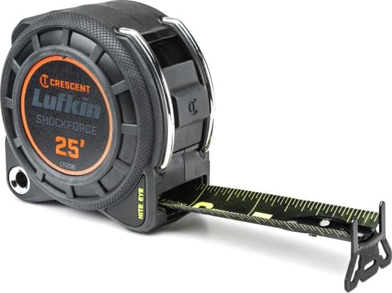 Crescent Lufkin L1125B-02 - Tape Measure, Shockforce, Nite Eye, G1, Dual Sided, 1-3/16' x 25'
