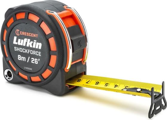 Crescent Lufkin L1125CME-02 - Tape Measure, Shockforce, G1, Dual Sided, 1-3/16' x 8m/26'