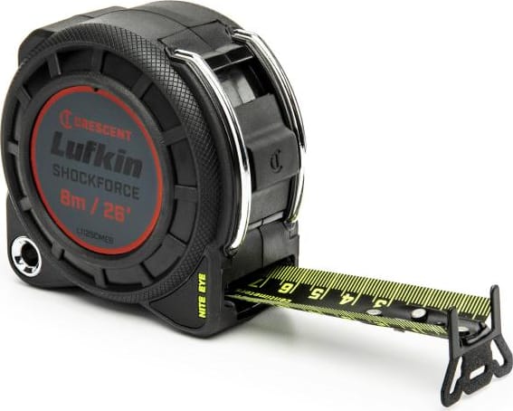 Crescent Lufkin L1125CMEB-02 - Tape Measure, Shockforce, Nite Eye, G1, Dual Sided, 1-3/16' x 8m/26'