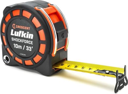 Crescent Lufkin L1135CME-02 - Tape Measure, Shockforce, G1, Dual Sided, 1-3/16' x 10m/33'
