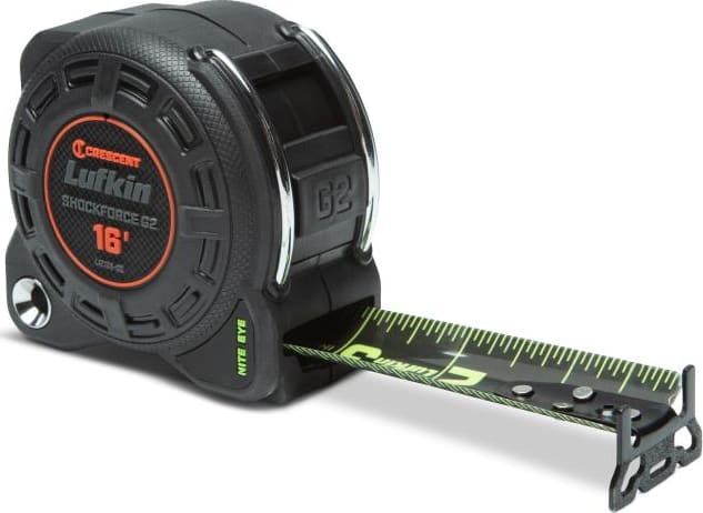 Crescent Lufkin L1216B-02 - Tape Measure, Shockforce, Nite Eye, G2, 1-1/4' x 16'