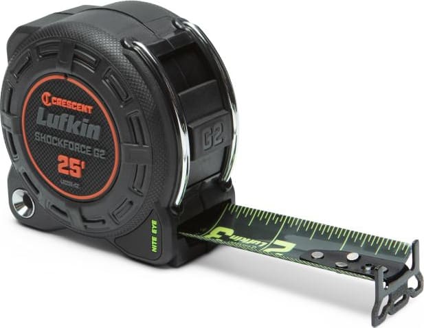 Crescent Lufkin L1225B-02 - Tape Measure, Shockforce, Nite Eye, G2, 1-1/4' x 25'
