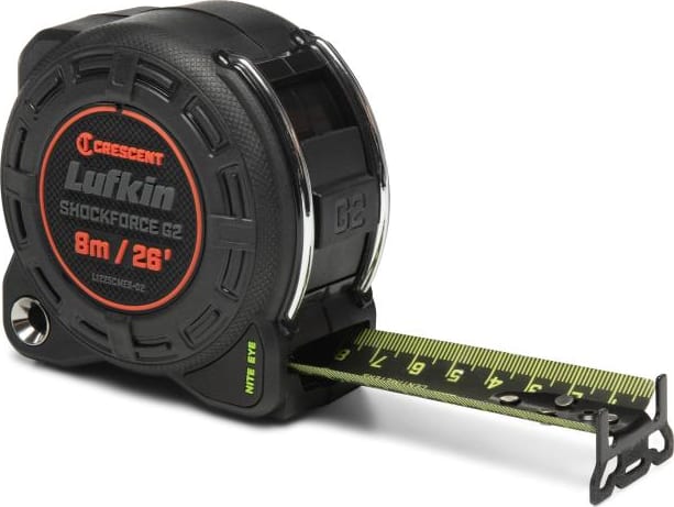 Crescent Lufkin L1225CMEB-02 - Tape Measure, Shockforce, Nite Eye, G2, 1-1/4' x 8m/26'
