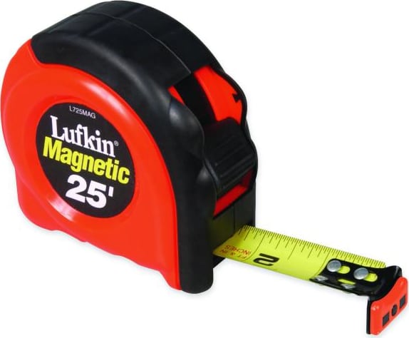 Crescent Lufkin L725MAG - Tape Measure, SAE, Magnetic, Yellow Clad, 1' x 25'