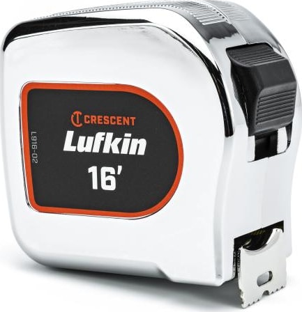 Crescent Lufkin L916-02 - Tape Measure, SAE, Chrome Case, Yellow Clad, 1' x 16'