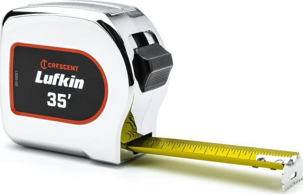 Crescent Lufkin L935-02 - Tape Measure, SAE, Chrome Case, Yellow Clad, 1-1/8' x 35'