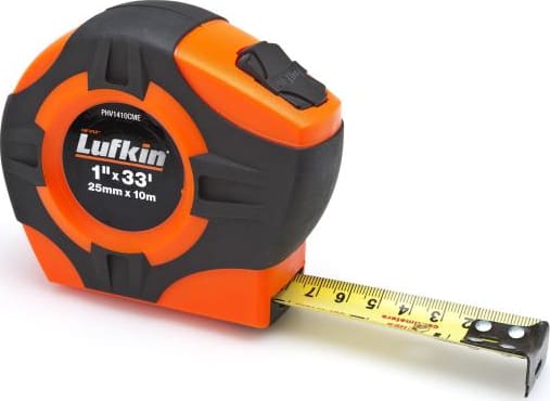 Crescent Lufkin PHV1410CMEN - Tape Measure, Power Return, Yellow Clad, SAE/Metric, 1' x 10m/33'