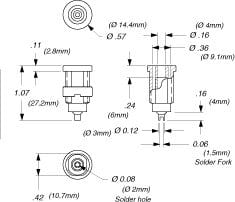 Cal Test CT2242-2 4mm Safety Jack, Solder Slot - Panel, Red (50 Pack)