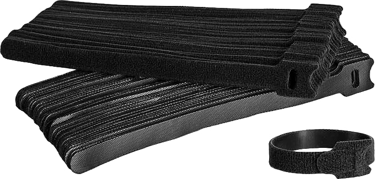 Jonard CTS-812/100 - Cable Tie Strap, Hook and Loop, 8' x 1/2', Black, 100/Pkg