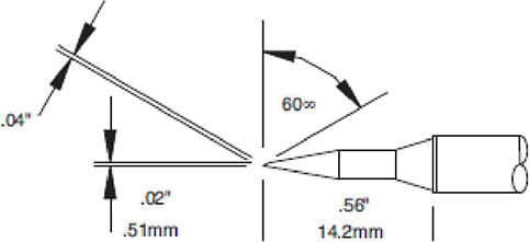 Metcal CVC-5BV6005A Cartridge, Bevel, 0.5mm x 14mm LG, 60 Degree