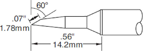 Metcal CVC-6BV6018R Cartridge, Bevel, 1.8mm x 14mm LG, 70 Degree