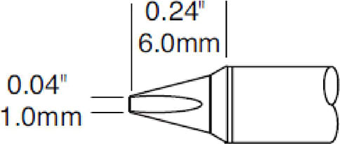 Metcal CVC-5CH0010P Cartridge, Chisel, 1mm x 6mm LG, 35 Degree