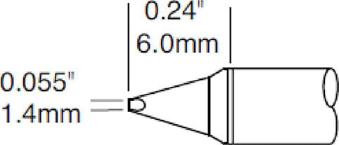 Metcal CVC-5CH0014P Cartridge, Chisel, 1.4mm x 6mm LG, 35 Degree