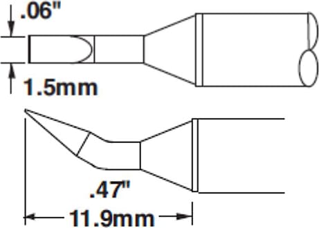 Metcal CVC-5CH0015R Cartridge, Chisel, Reach, 1.4mm x 12mm LG, 30 Degree