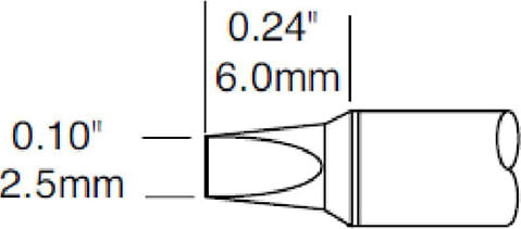 Metcal CVC-5CH0025P Cartridge, Chisel, 2.5mm x 6mm LG, 30 Degree