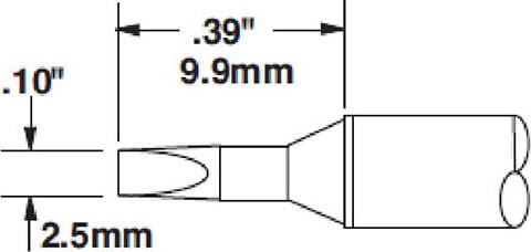 Metcal CVC-5CH0025S Cartridge, Chisel, 2.5mm x 10mm LG, 30 Degree