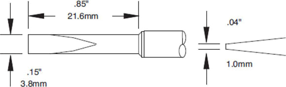 Metcal CVC-6CH2238A Cartridge, Chisel, 3.8mm x 22mm LG, 12 Degree