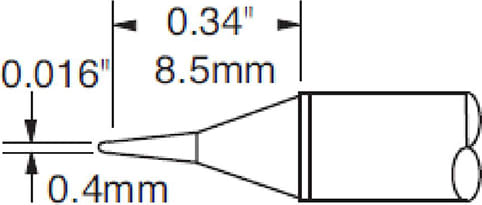 Metcal CVC-5CN0004P Cartridge, Conical, 0.4mm x 9mm LG