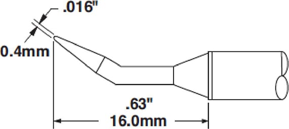 Metcal CVC-5CN1604R Cartridge, Conical, Reach, 0.8mm x 16mm LG, 30 Degree