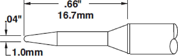 Metcal CVC-5CN1710A Cartridge, Conical, Access, 1mm x 17mm LG