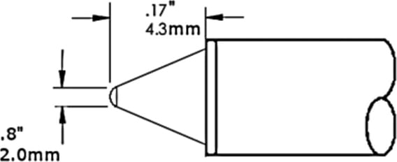 Metcal CVC-5CN4302S Cartridge, Conical, 2mm