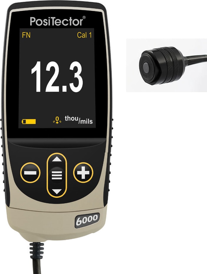 DeFelsko PosiTector6000FNTS1-OB Coating Thickness Gauges - Material Type: All-Metals, Range Max (Coating): 6000 microns, Range Min (Coating): 0 microns