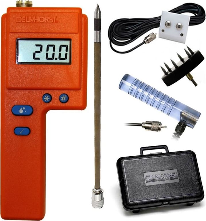 Delmhorst FX-2000/10/PKG - FX-2000 w/324CAS-0065 case, H-4 handle, 1235 10' prod w/ connector, 831 short pin prod, 1986 baler sensor, 315ACC-0003 power adapter