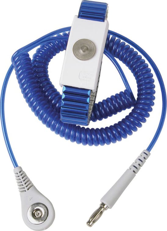 Desco 09199 - Wrist Strap, 12 ft Grounding Cord, Adjustable, MagSnap, Metal, Sapphire