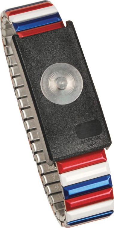 Desco 09201 - Wrist Strap Only, Adjustable, 4mm Stud, MagSnap, Red/White/Blue, Metal