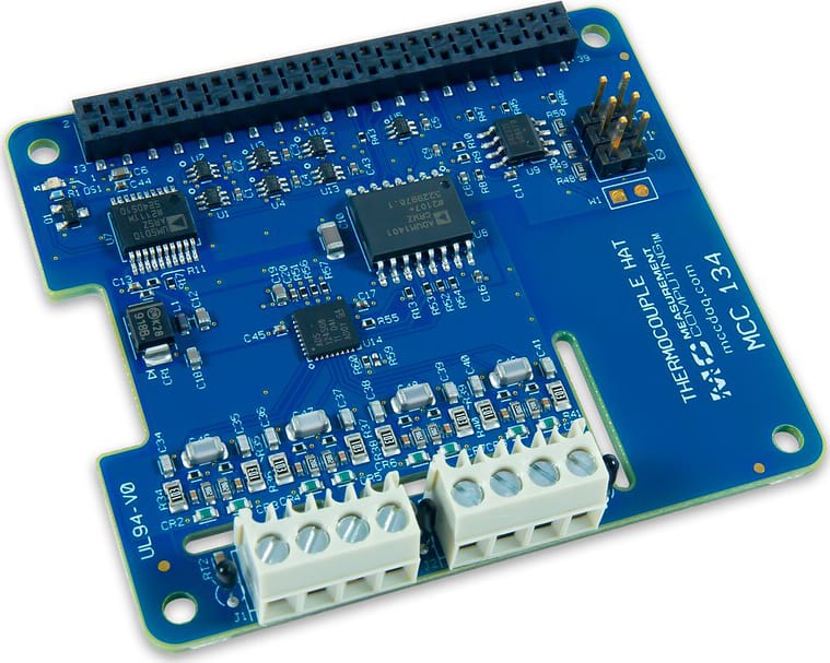 Digilent MCC 134 - 24-Bit, 4-Channel Thermocouple Measurement DAQ HAT for Raspberry Pi