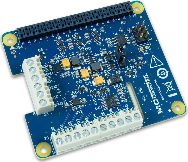 Digilent MCC 152 - 12-Bit Analog Voltage Output & DIO DAQ HAT for Raspberry Pi