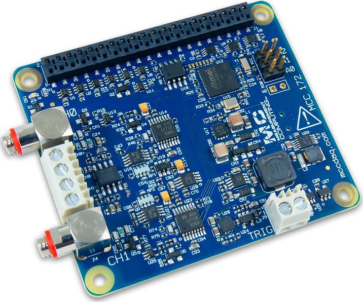 Digilent MCC 172 - 24-Bit IEPE Measurement DAQ HAT for Raspberry Pi