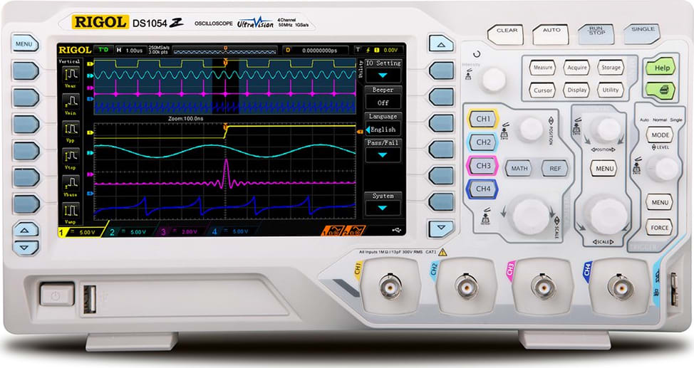Rigol DS1054Z-B Digital Oscilloscopes - Bandwidth: 50 Mhz, Channels: 4, Sampling Rate: 1 GS/S